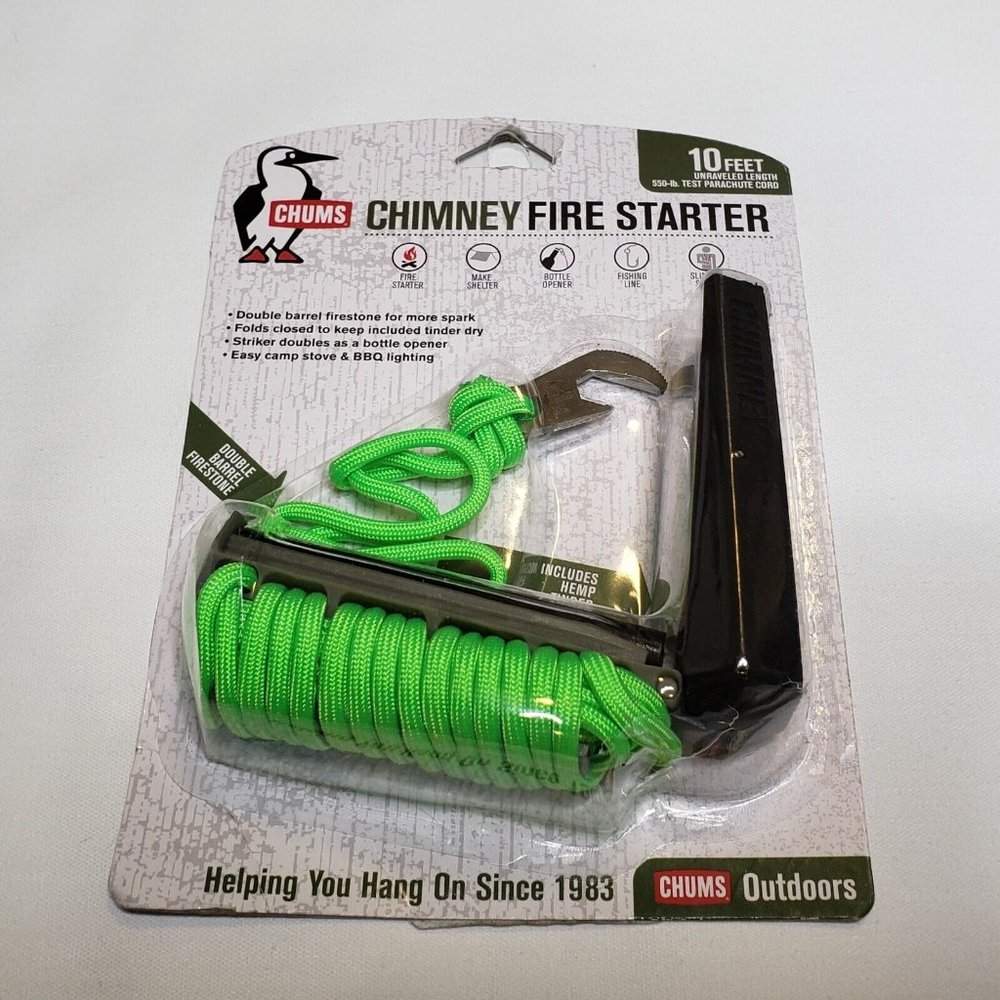 Chums Fire Starter Double Barrel Firestone Green Parachute Cord